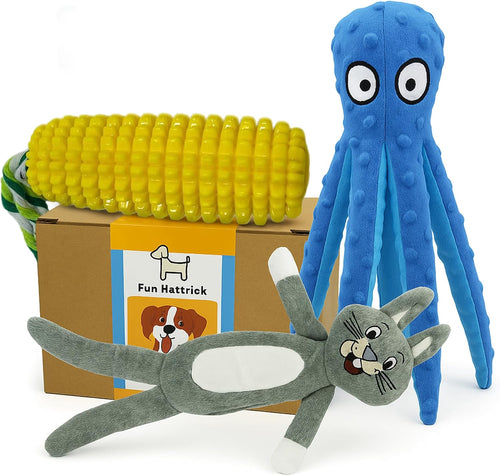 Paw-Some Deal: 3 Dog Toys for The Price of 1 - Perfect for Small Dogs and Puppies. Tough Durable Squeaky - No Stuffing Squeaky, Ideal for Teeth Cleaning